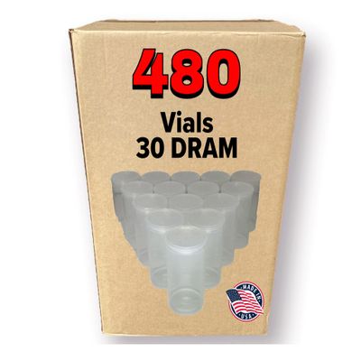 480 Clear Vials - 30 DRAM Pop Top Bottle - Airtight Containers - BPA Free Medical Grade Plastic Prescription Bottles for Storage, Wholesale Bulk Pack