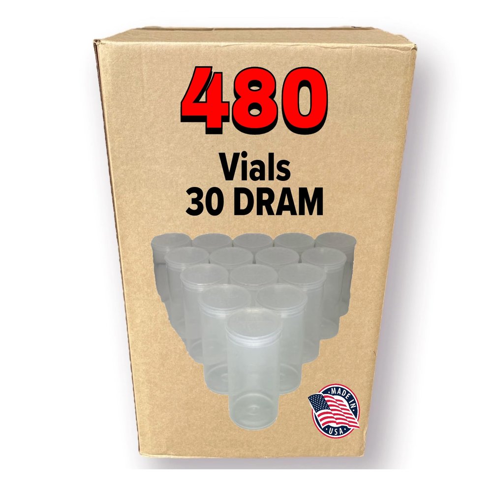 480 Clear Vials - 30 DRAM Pop Top Bottle - Airtight Containers - BPA Free Medical Grade Plastic Prescription Bottles for Storage, Wholesale Bulk Pack