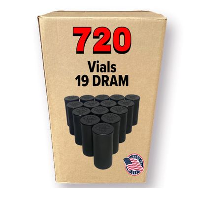 720 Pack Black DRAM 19 Pop Top - Airtight Vials - Plastic Medical Grade Prescription, Bulk Pack