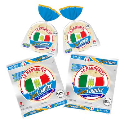 La Banderita Carb Counter Variety Pack | 4.5" & 8" Size Flour Tortillas |Carb Friendly |Keto Certified | 10.8 & 11.9 oz/e.| 14 & 8 Count (Pack of 2-4.5" & Pack of 2-8")