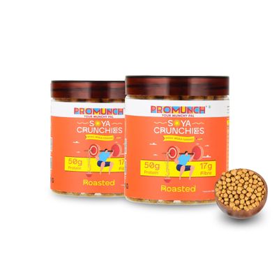 PROMUNCH Roasted Soya Snack | Vegan | High-Protein | Healthy | Gluten-Free | Pack of 2, Flavour: Noodle Masala, 150 g Each