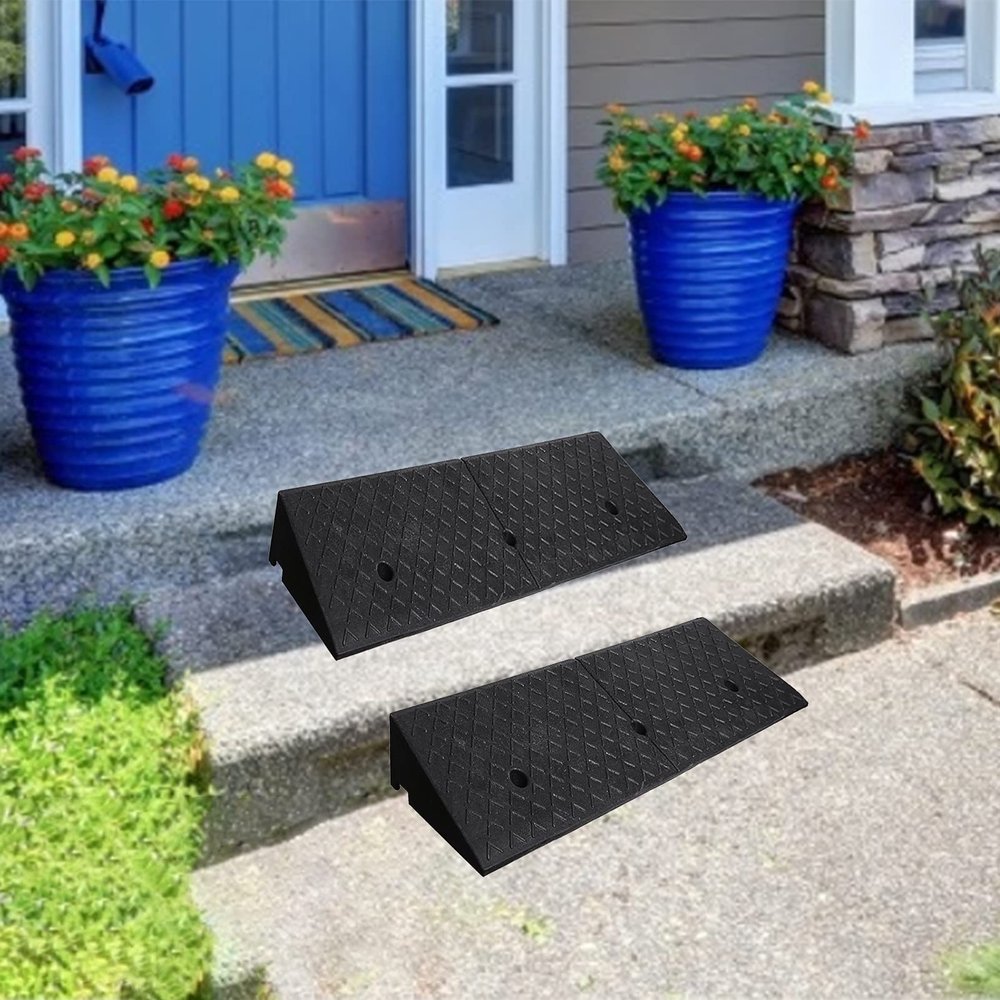 HWBB Stair Steps Threshold Doorways Ramp for Wheelchairs/Car, 1.5inch / 2inch / 3inch / 4inch Rise Garage Door Driveway Non-Slip Small Ramps, Load 3tons (Size : 9cm/3.5in)