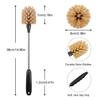 2 Pack Water Bottle Brush, 15-inch Long Handle Cleaning Brush, Kitchen Scrubber, Bottle Brush Cleaner, Suitable for Water Bottles, Cups, Glasses, Baby Bottles, Wine Glasses, Brown view 3