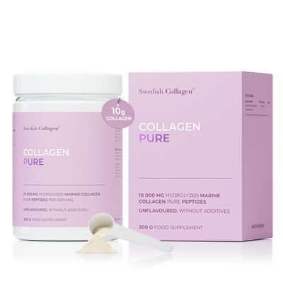 Swedish Collagen - Hydrolyzed Marine Collagen 10,000 mg Powder Supplement - Pack of 300 g, 30 Day Supply | Pure Peptide for Healthy Hair, Skin, Nails & Joints I 100% Natural & Gluten Free | Sugar-Free
