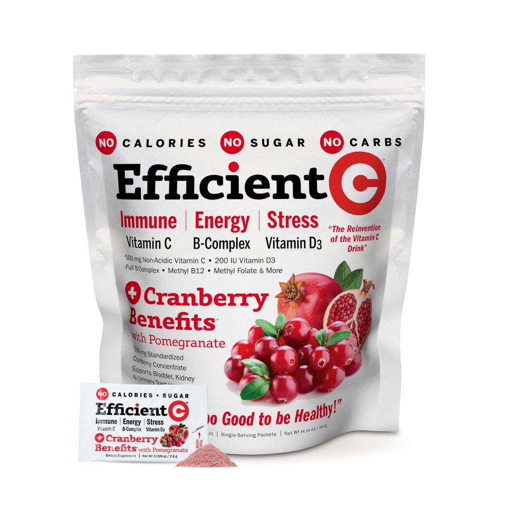 ANDREW LESSMAN Efficient C + Cranberry Benefits 180 Packets - Immune, Energy, Stress and Urinary Tract Support. Reinvention of The Vitamin C Drink. No Calories. No Sugar. No Carbs. Easy to Mix.