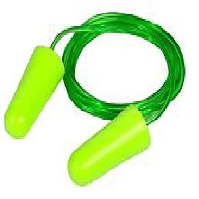 10-100 Pairs HI-VIZ Green Disposable Soft Polyurethane(PU) Foam Ear Plugs with Cord (100)