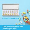 7 Day Pretty Mini Metal Pill Organizer Pill Box Built-in Makeup Mirror with Spring Open Design and 7 Compartment to Hold Vitamins Cod Liver Oil Supplements and Medication (Silver) view 2