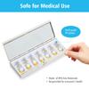 7 Day Pretty Mini Metal Pill Organizer Pill Box Built-in Makeup Mirror with Spring Open Design and 7 Compartment to Hold Vitamins Cod Liver Oil Supplements and Medication (Silver) view 3