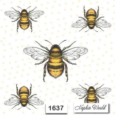 (1637) TWO Individual Paper Luncheon Decoupage Napkins - BEES BUMBLE INSECTS