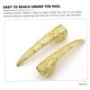 Halloween Costumes 2Pcs Nail Tip Claw Rings Ancient Costume Fingertip Claw Nail Rings Decoration Golden Protectors for Halloween Cosplay Drama Show Decor view 4