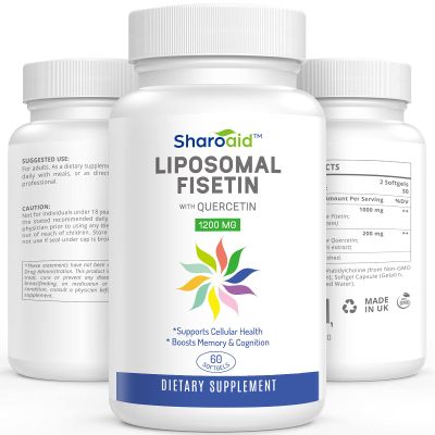 Sharoaid Liposomal Fisetin with Quercetin Supplements 1200 mg per Serving,High Absorption Polyphenols Antioxidants for Women,Men,Non-GMO,Gluten-Free,1 Bottle-60 Softgels