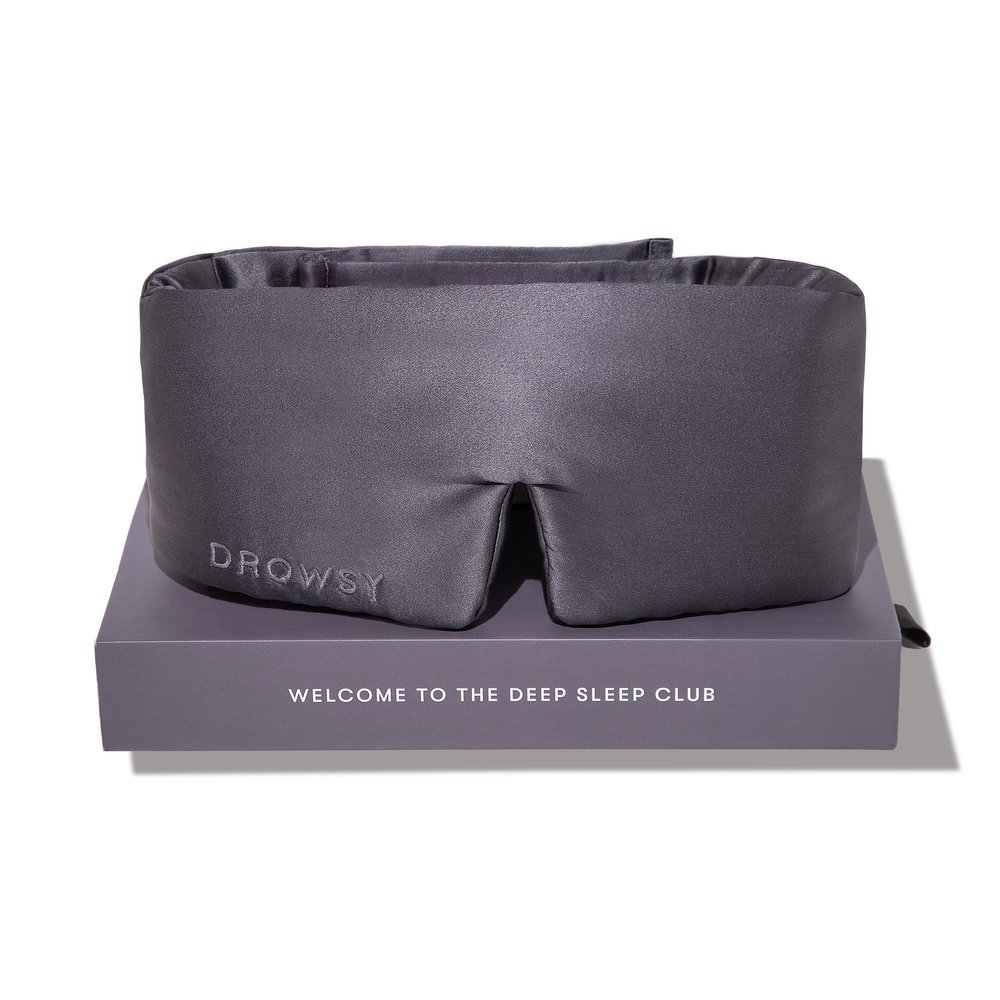 DROWSY Silk Sleep Mask - Face-Hugging, Padded Cocoon for Luxury Sleep in Total Darkness - 100% Pure Mulberry Silk (Moonlight Shadow)