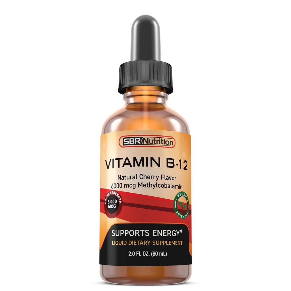 SBR Nutrition Extra Strength 6000mcg Vitamin B12 Sublingual Liquid Drops - Methylcobalamin, VIT B 12 Supports Energy, Max Absorption, 60 Servings, Non-GMO, Vegan Friendly, Manufactured in The USA