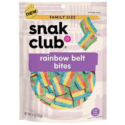 Snak Club Rainbow Belt Bites,11 Ounce Bag, Pack of 6