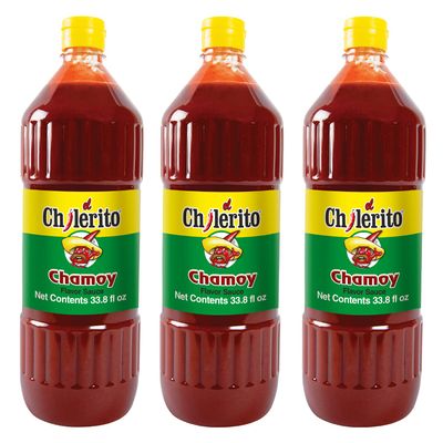 (3 Pack) EL CHILERITO Salsa Sabor Chamoy 1L/ 33.8 Fl. Oz - Mexican Flavor - For Sharing with Friends and Family - Mexican Chile- Kosher