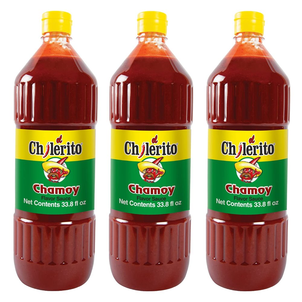 (3 Pack) EL CHILERITO Salsa Sabor Chamoy 1L/ 33.8 Fl. Oz - Mexican Flavor - For Sharing with Friends and Family - Mexican Chile- Kosher