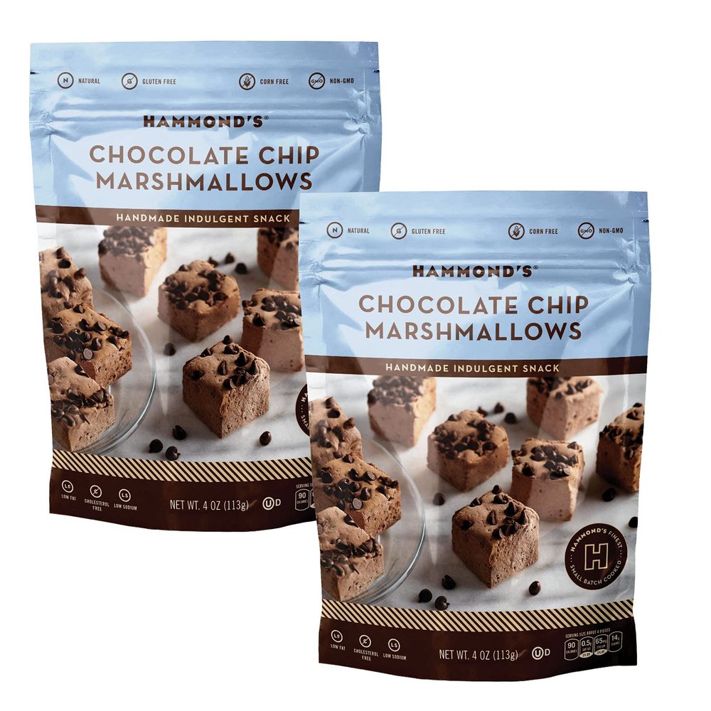 Hammond's Candies | Gourmet Chocolate Chip Marshmallows | 2 Bags, Great for Snacking | Hot Chocolate, Smores and Homemade Brownies | Small Batches | Handcrafted in the USA