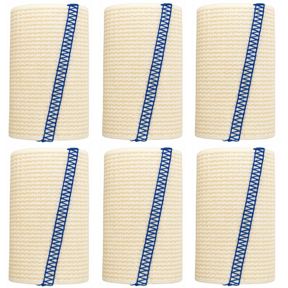 4-inch Premium Grade Elastic Bandage Wrap | Injuries, Sprains, Edema, Support, Compression | Use on Knee,Ankle,Leg,Arm,Body | Self Closures Both Sides | Non-Latex Fabric | 6-Pack | by Spa Slender
