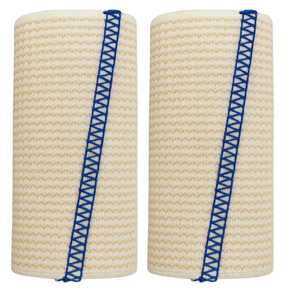 4-inch Premium Grade Elastic Bandage Wrap | Injuries, Sprains, Edema, Support, Compression | Use on Knee Ankle Leg Arm Body | Self Closures Both Sides | Non-Latex Fabric | 2-Pack | by Spa Slender