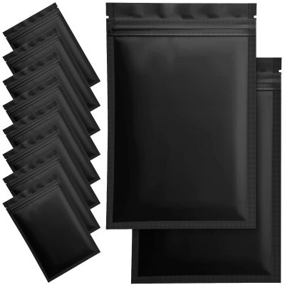 100 Pack Smell Proof Mylar Bags for Food Storage - 3 x 4.5 Inch Resealable Packaging Pouch Bags Matte Black