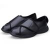 ZJING Mens Wide Diabetic Leather Shoes, Adjustable Closures Walking Slippers for Arthritis Edema Swollen Feet Middle-Aged Elderly Men,Black,14 view 1