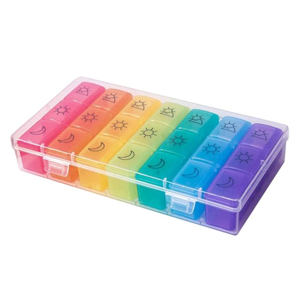 1pc 21 Pill Box Travel Pill Case Pill Sorter Dispenser Container Portable Pill Container Travel Medicine Container First Aid Travel Medication Pill Accessory Suitcase Daily Use Pp