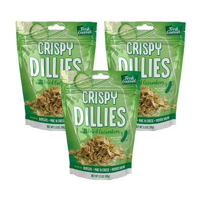 Fresh Gourmet Crispy Dillies, Pickle Flavored Fried Cucumbers 3.5 Ounce (Pack of 3)