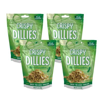 Fresh Gourmet Crispy Dillies, Pickle Flavored Fried Cucumbers 3.5 Ounce (Pack of 4)