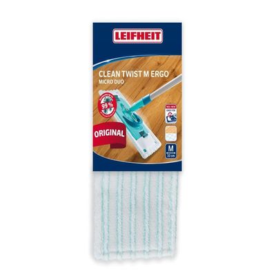Leifheit Micro Duo Floor Wash Cover for Clean Twist M Ergo/PowerClean, Microfibre Replacement Cover, Flat Mop Cover, All Floor Cleaning Cover, Multipurpose Double Fibre Cover