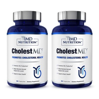1MD Nutrition CholestMD with Olive Leaf Extract, Bergavit, Niacin, Garlic | 120 Capsules (2-Pack)
