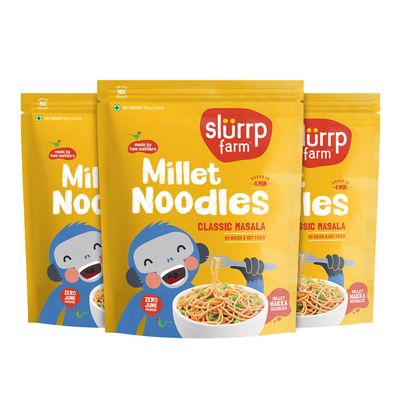 Slurrp Farm Foxtail Millet Noodles No White Flour, Not Fried, Vegan, 20.3 Oz (Pack of 3)