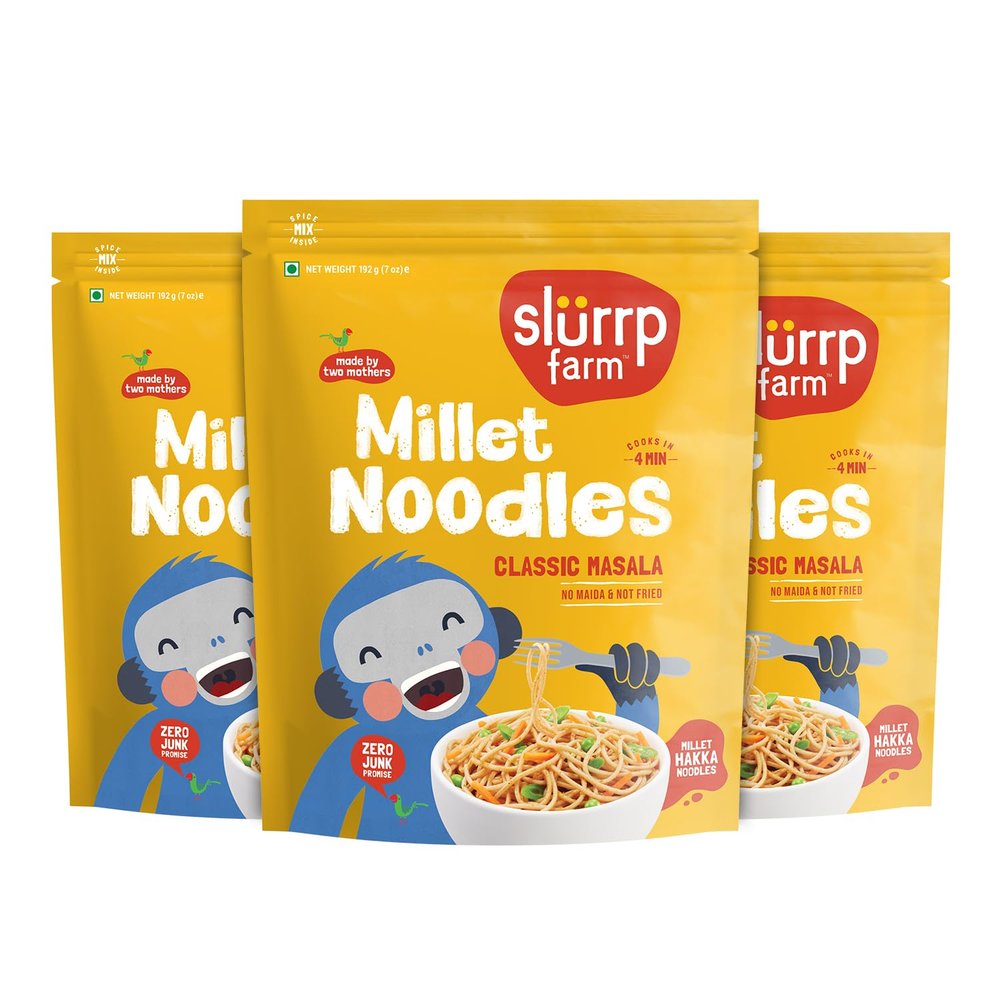 Slurrp Farm Foxtail Millet Noodles No White Flour, Not Fried, Vegan, 20.3 Oz (Pack of 3)