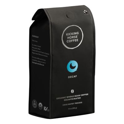 Kicking Horse Coffee, Decaf, Swiss Water Process, Dark Roast, Whole Bean - Certified Organic, Fairtrade, Kosher Coffee, 10 Ounce (Pack of 6) - Packaging May Vary