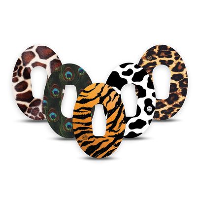 ExpressionMed - Adhesive Patches for Dexcom G6 (5-Pack) - Waterproof, Split Backing, CGM Tape (Animal Print Variety Pack) - Made in The USA