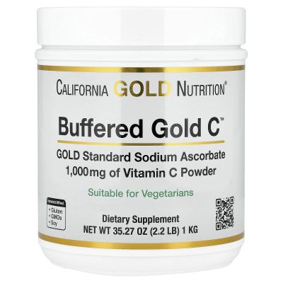 California Gold Nutrition Buffered Gold C, Non-Acidic Vitamin C Powder, Sodium Ascorbate, 2.2 lb (1 kg)