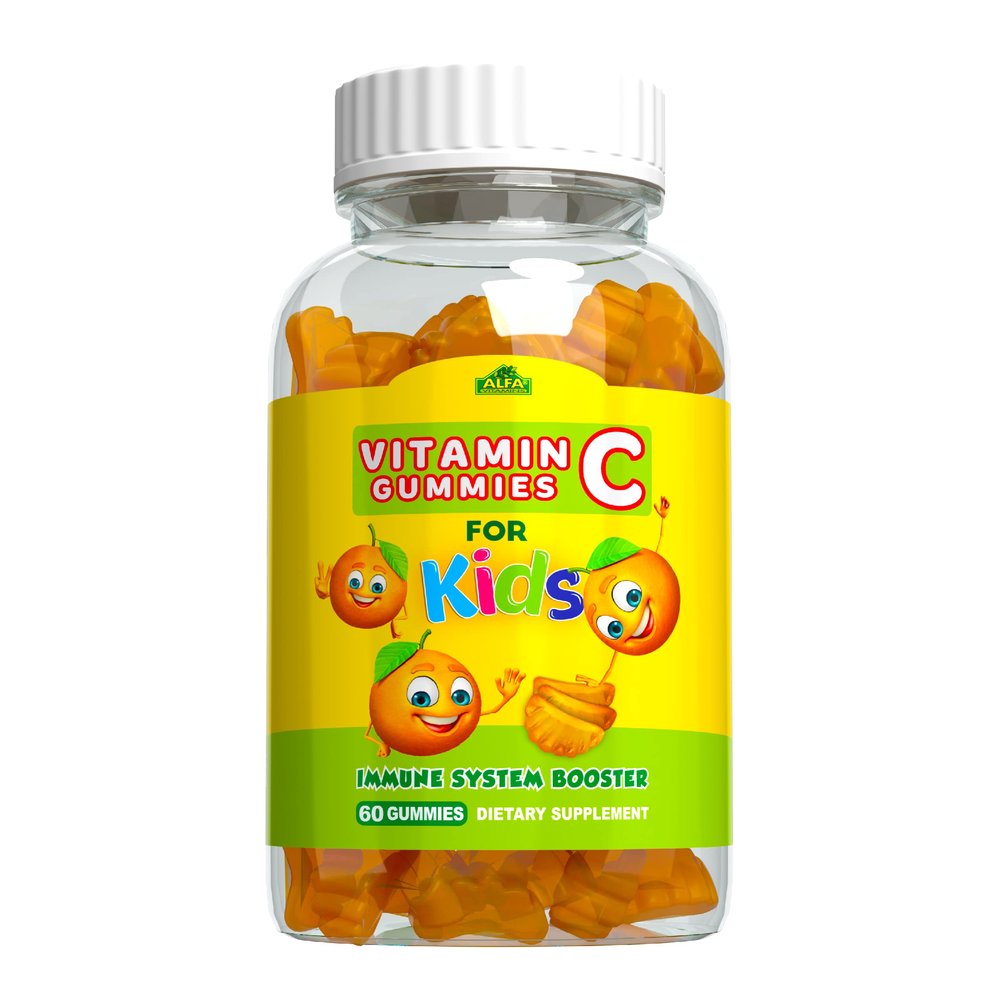 Alfa Vitamins Vitamin C Gummies for Kids with 250mg, Immune System Support, Daily antioxidant for Kids, Natural Orange Flavor - 60 Gummies