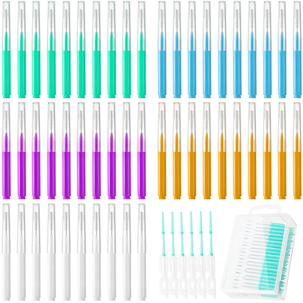 350 Pieces Braces Brush for Cleaner Interdental Brushes Kit Flosser for Braces Dental Braces Cleaner Braces Floss Picks Flossing Head Oral Dental Hygiene Flosser Tooth Cleaning(Basic Colors)
