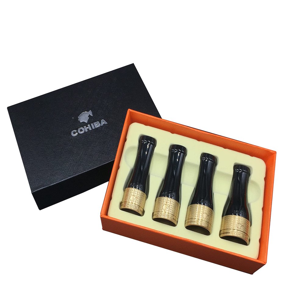 4 Sizes Cigar Nozzle Holder Pure Copper Resin Sculpture Pattern Cigar Pipe Set (Vintage Copper)