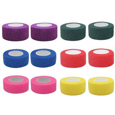 [12 Pack-1" x5Yards] MINGYUE Self Adhesive Bandage Wrap,Athletic Tape,Sports Tape,Wrist and Ankle Wrap Tape,Cohesive Bandage for Vet Tape(Multi-Color 02)