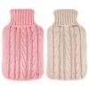 2 Pieces Hot Water Bottle Cover Soft Cover Only Knitted Hot Water Bottle Sweater for Winter Compress and Cold Therapy, Menstrual Cramps, Neck, Shoulder Pain Relief(Pink, Khaki) view 1
