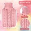 2 Pieces Hot Water Bottle Cover Soft Cover Only Knitted Hot Water Bottle Sweater for Winter Compress and Cold Therapy, Menstrual Cramps, Neck, Shoulder Pain Relief(Pink, Khaki) view 3