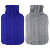 2 Pieces Hot Water Bottle Cover Soft Cover Only Knitted Hot Water Bottle Sweater for Winter Compress and Cold Therapy, Menstrual Cramps, Neck, Shoulder Pain Relief(RoyalBlue, Grey) view 1