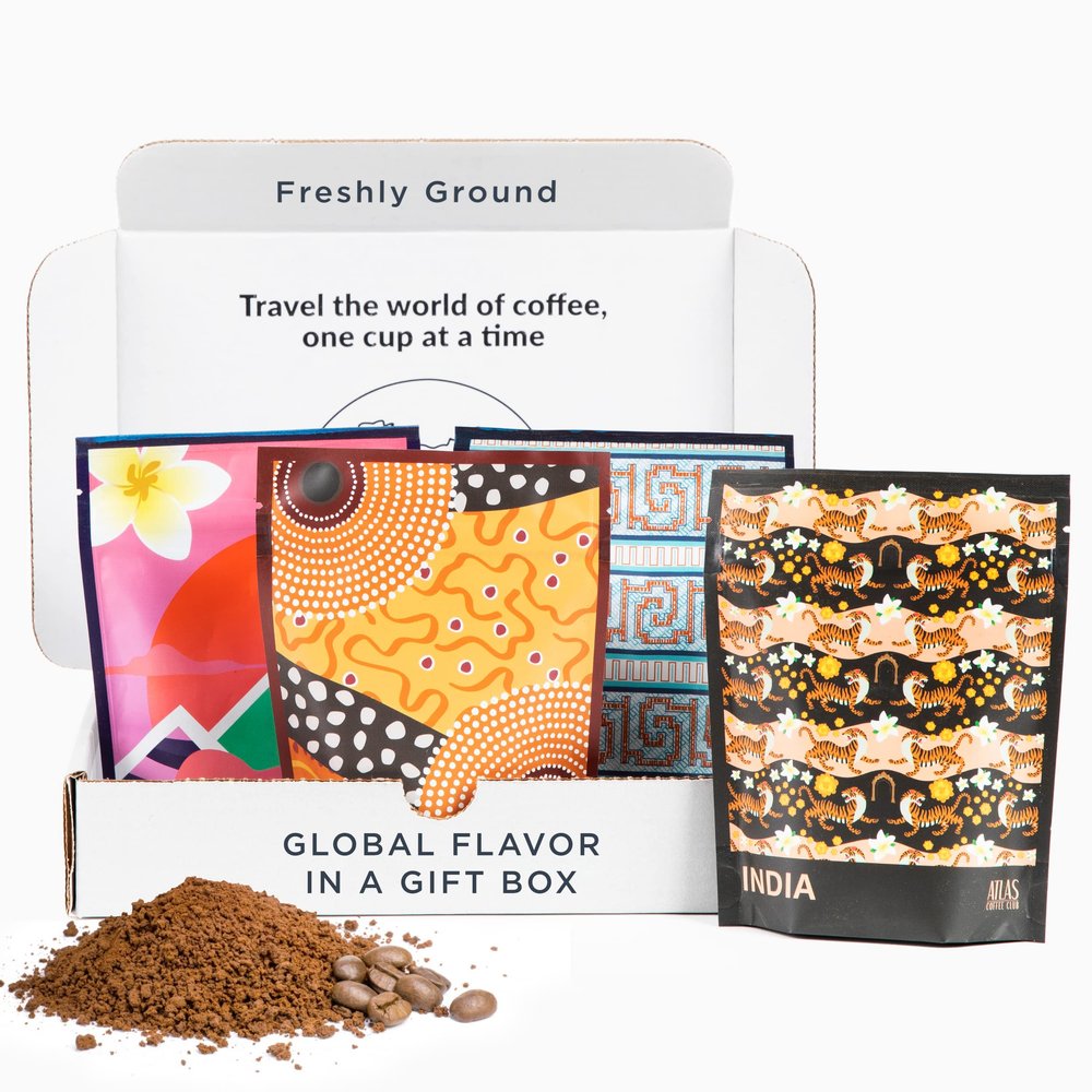 Atlas Coffee Club World of Coffee Discovery Set - Gourmet Coffee Gift Sampler - 4-Pack Variety Box of the Worlds Best Single Origin Coffees - Freshly Ground Coffee