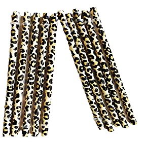 20 Individual Reusable Plastic Leopard Print Straws (9 inches)