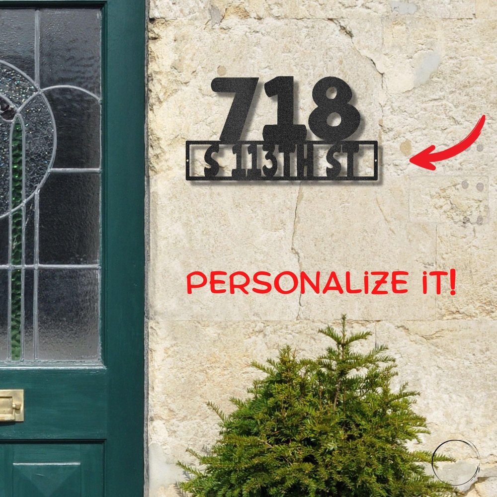 Address Personalized Steel Wall Sign Metal Art Black / 30"