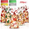 Outus 200 Pieces Christmas Cellophane Treat Bags, Plastic Christmas Cello Bags with Twist Ties for Candy, Cookie, Goodies, Gift Wrap, Xmas Party Favor Supplies (Snowman) view 3