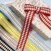 10 Yards Black White Ribbon Stripe Ribbon Halloween Christmas Checkered Wired Ribbon Decorative Ribbons for Xmas Fall Tree Wrapping Wreath Bouquet Crafts,Yellow,10yard view 2