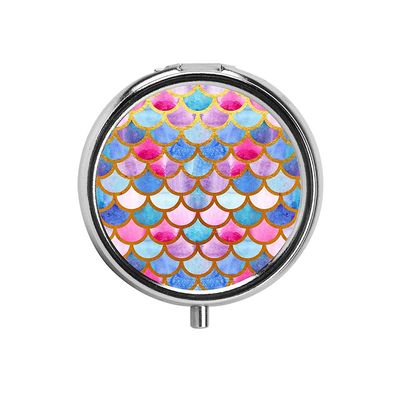 1PCS Round Mini Portabler Stainless Steel Pill Box Case Pocket 2 inches Medicine Tablet Holder Organizer Case for Purse -Compact 3 Compartment(Famous Painting Starry Sky)