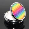 1PCS Round Mini Portabler Stainless Steel Pill Box Case Pocket 2 inches Medicine Tablet Holder Organizer Case for Purse -Compact 3 Compartment(Rainbow Wave Pattern) view 1