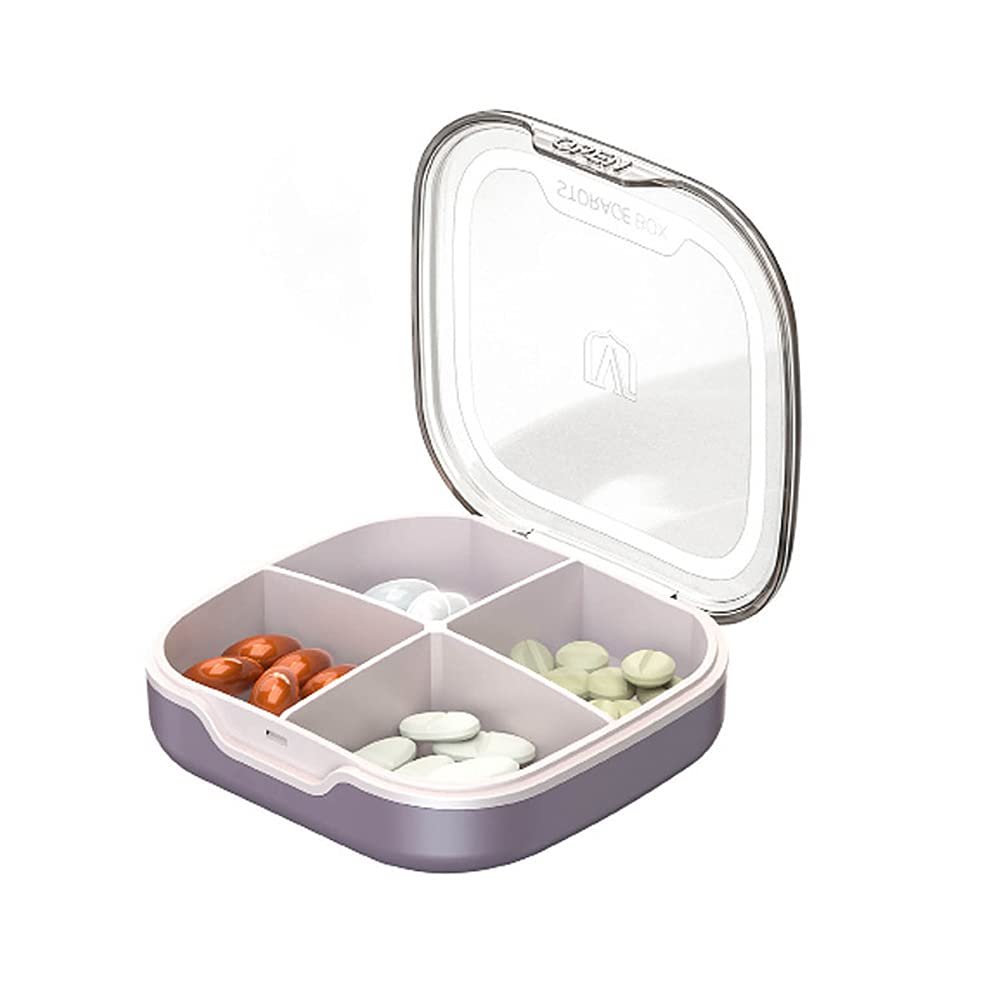 1PC Pill Box, Medicine Organizer for Purse, Daily Vitamin Case 4 Days for Travel, PC+PP Cute Weekly Supplement Capsule Small Container for Pocket, Portable Gummies HolderRusset